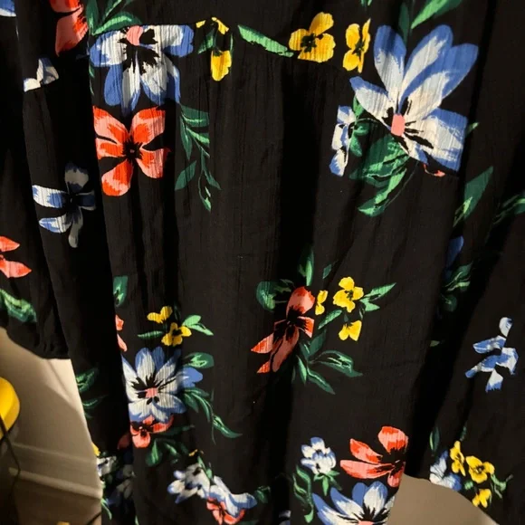 🎉Floral Sleeved A-Line Tie-Neck Dress - Picture 3 of 4